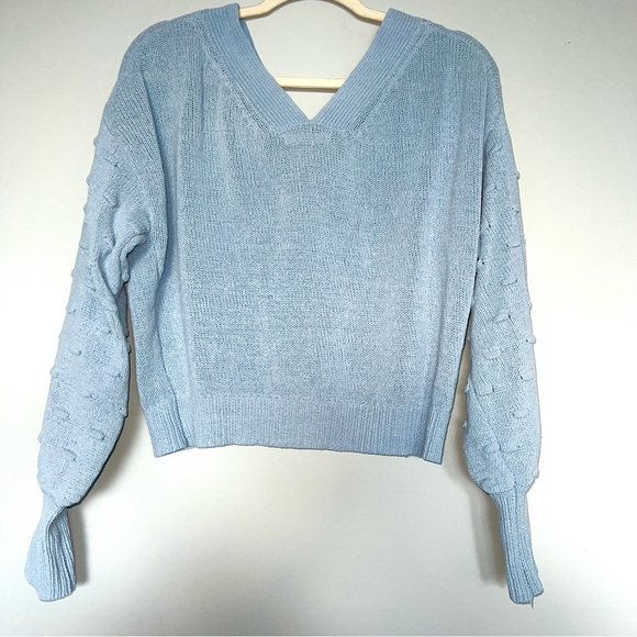 Moon and Madison Button Down Cropped Cardigan | Baby Blue | Size: L | Women - Picture 3 of 7